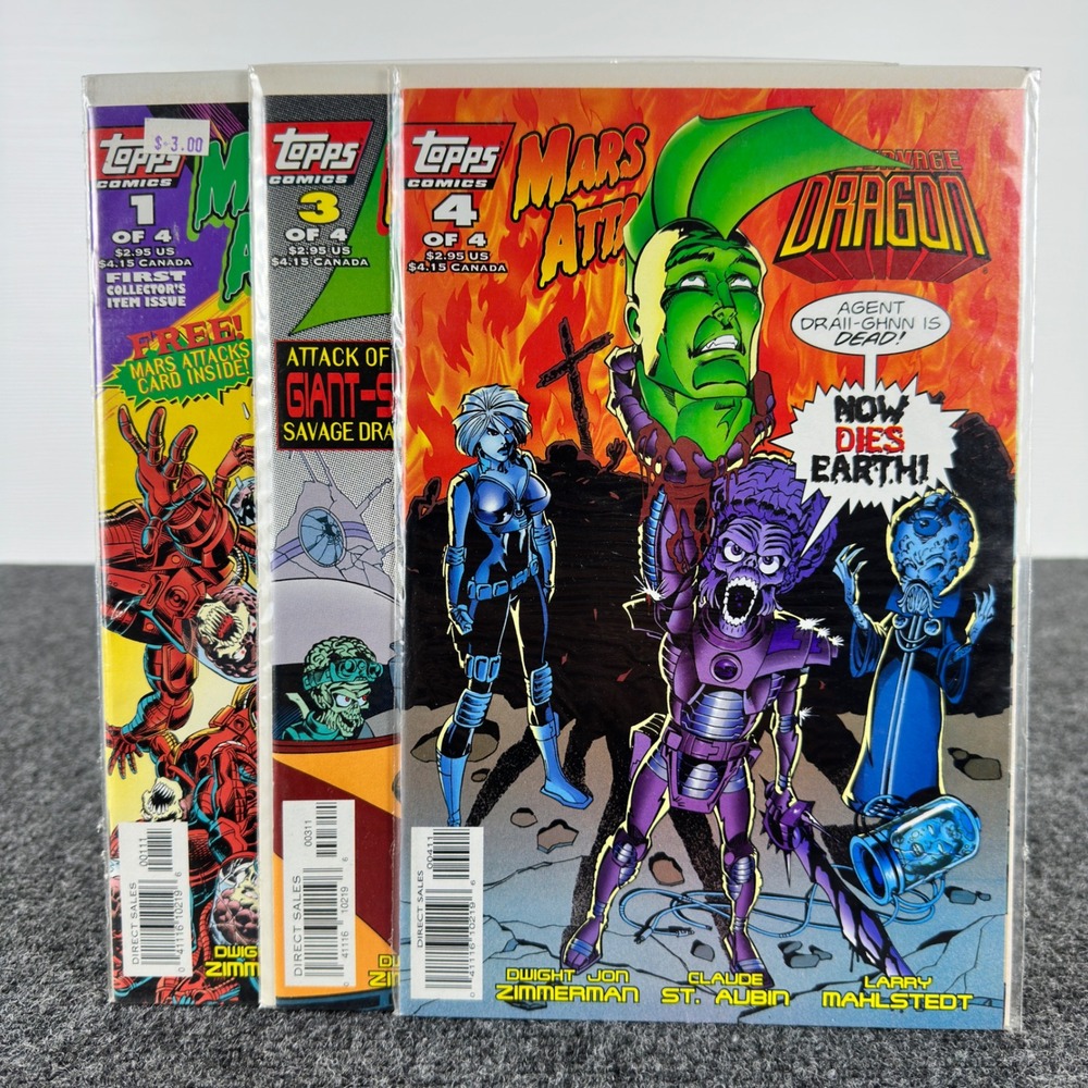 Mars Attacks The Savage Dragon Topps Comics Issues 1 3 4 Lot First Issue Card